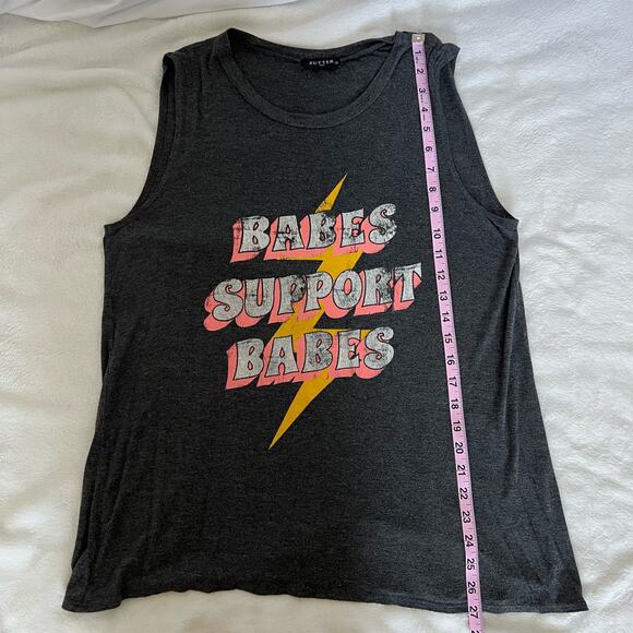 Zutter Gray Oversized Babes Support Babes Tank Top Size Small - Picture 5 of 6